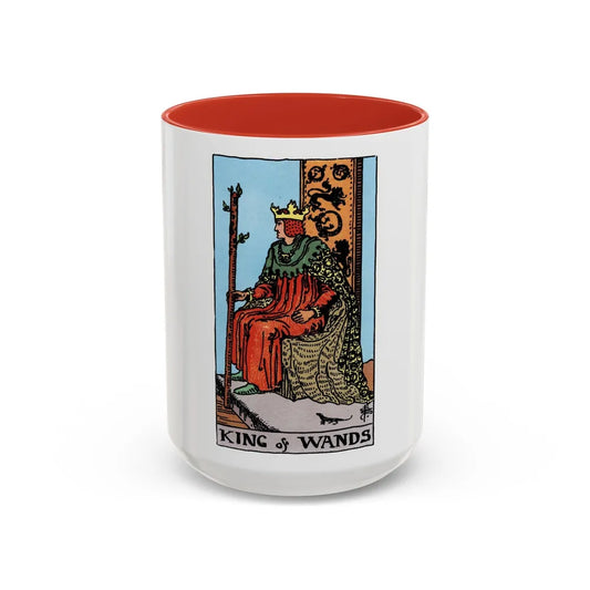 The King of Wands (Tarot Card) Accent Coffee Mug-15oz-Red-Go Mug Yourself