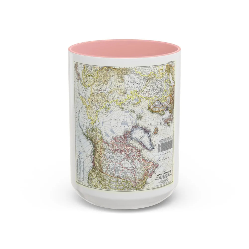 Top Of The World (1949) (Map) Accent Coffee Mug-15oz-Pink-Go Mug Yourself