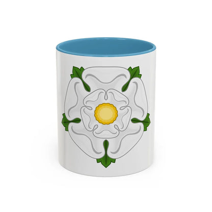 White Rose Badge of York - Accent Coffee Mug-11oz-Light Blue-Go Mug Yourself