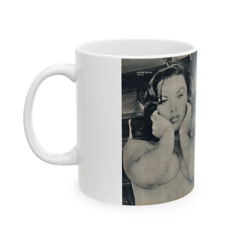 Dawn Richard #106 - [Pages 48 & 49] Including Pages 3 & 4 of 4 with, 3 B&W Photos from MAN's Magazine June 1963 (Vintage Female Icon) White Coffee Mug-Go Mug Yourself