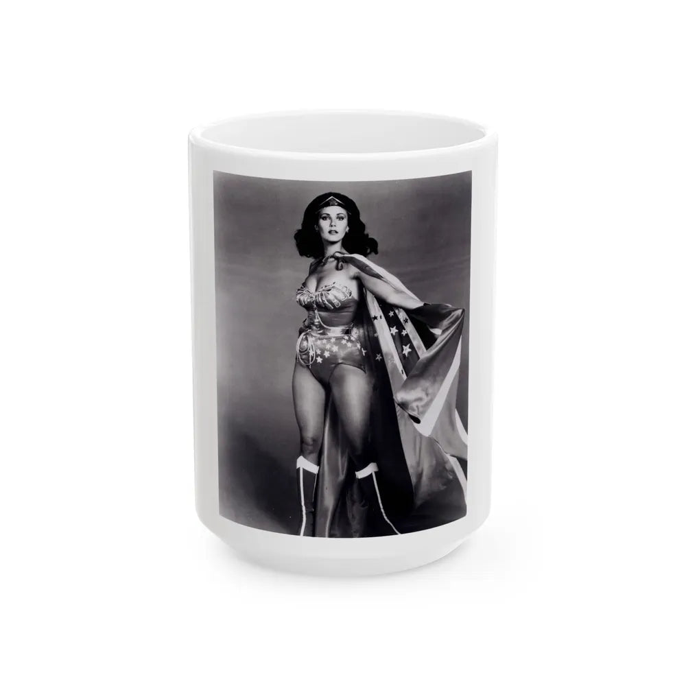 Lynda Carter #217 - Wonder Woman Photo (Vintage Female Icon) White Coffee Mug-15oz-Go Mug Yourself