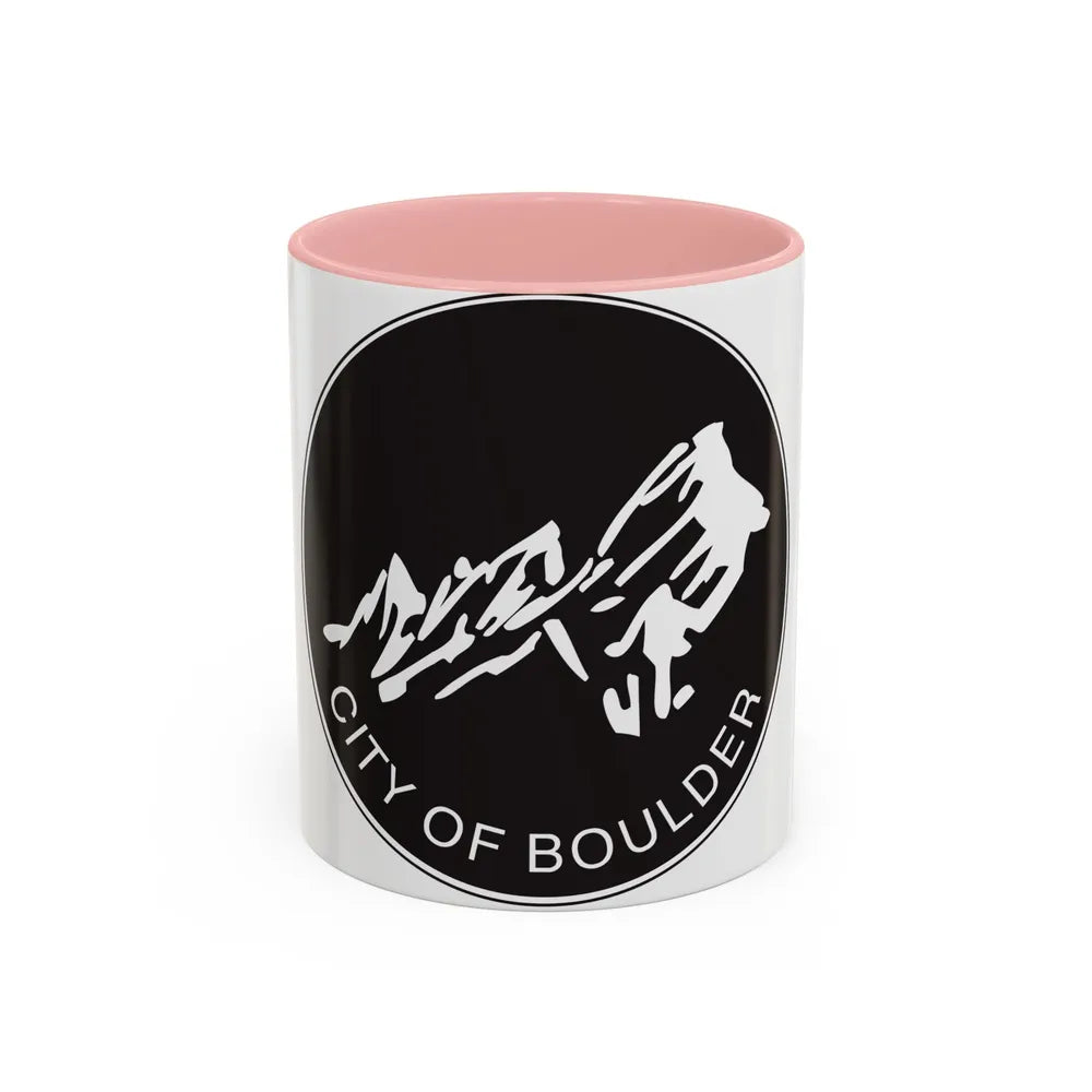 Seal of Boulder Colorado - Accent Coffee Mug-11oz-Pink-Go Mug Yourself