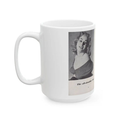 Norma Sykes #143 - 66 PHOTOGRAPHS OF Sabrina U.K. Pocket Mag. Pages 16 & 17 (Vintage Female Icon) White Coffee Mug-Go Mug Yourself