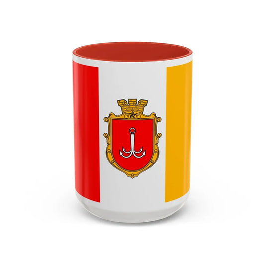 Flag of Odessa Ukraine - Accent Coffee Mug-15oz-Red-Go Mug Yourself