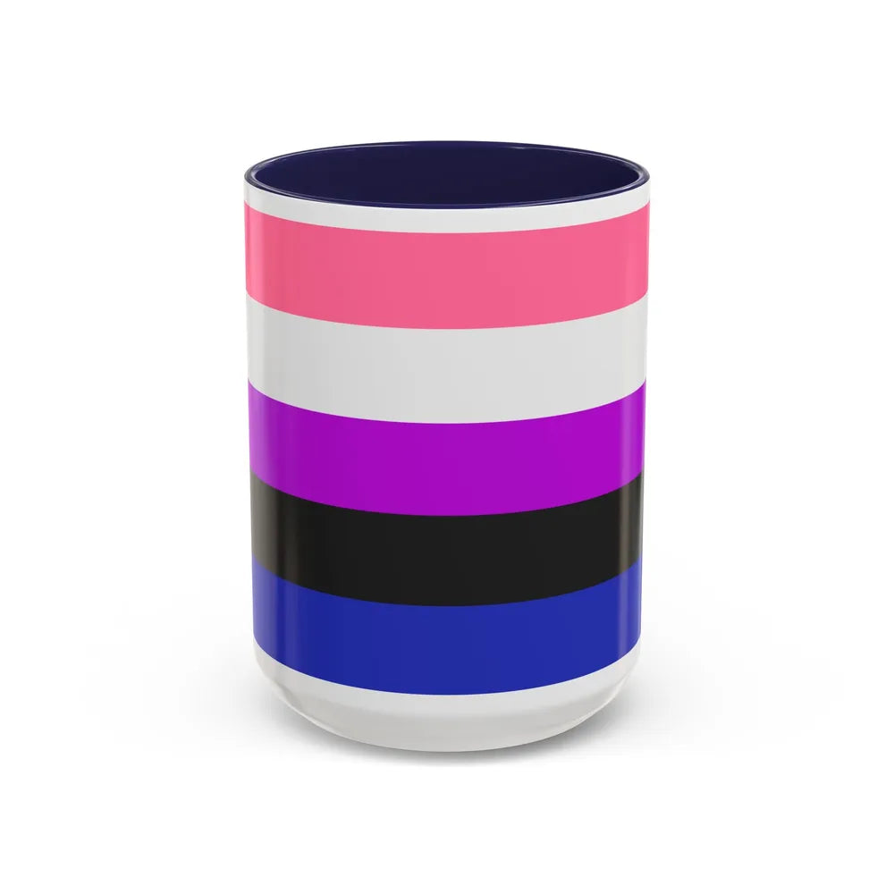 Genderfluidity Pride Flag - Accent Coffee Mug-15oz-Navy-Go Mug Yourself