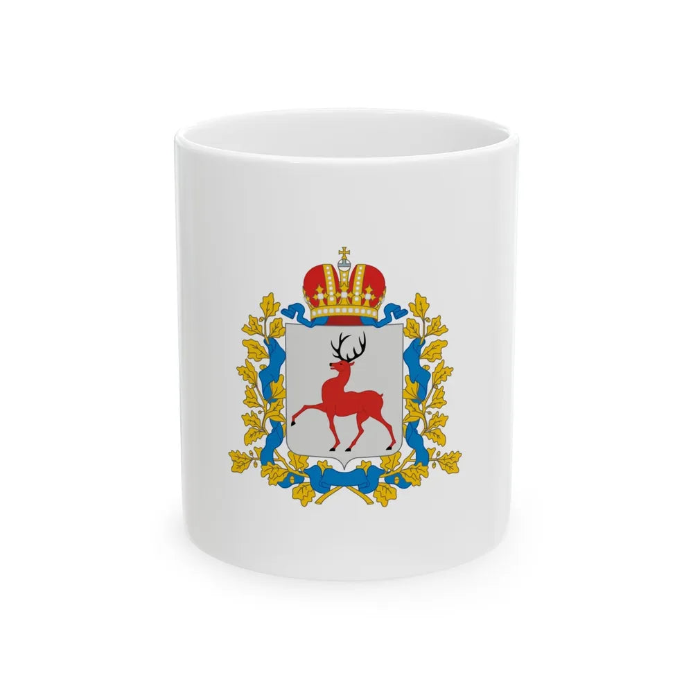 Flag of Nizhny Novgorod Oblast Russia - White Coffee Mug-11oz-Go Mug Yourself