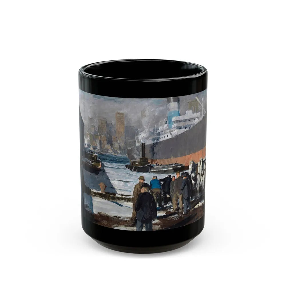 George Bellows (1882-1925) Men of the Docks - oil on canvas 1912 - Black Coffee Mug-15oz-Go Mug Yourself