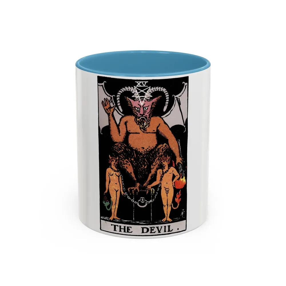 The Devil (Tarot Card) Accent Coffee Mug-11oz-Light Blue-Go Mug Yourself