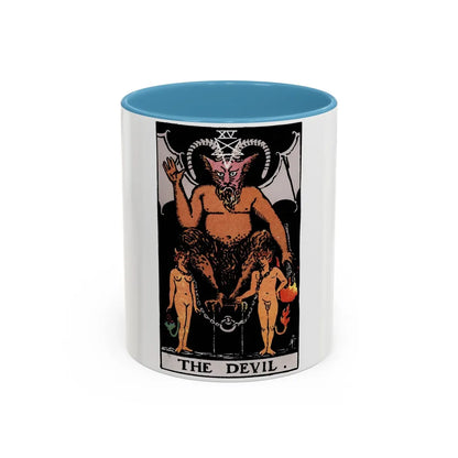 The Devil (Tarot Card) Accent Coffee Mug-11oz-Light Blue-Go Mug Yourself