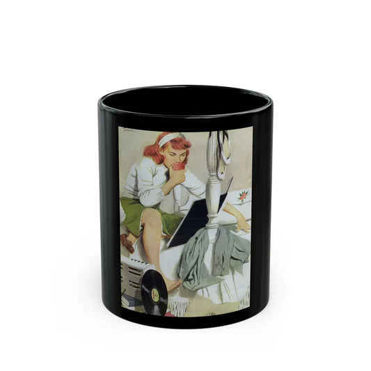 Friday Afternoon, Cosmopolitan, August 1946 - Black Coffee Mug-11oz-Go Mug Yourself