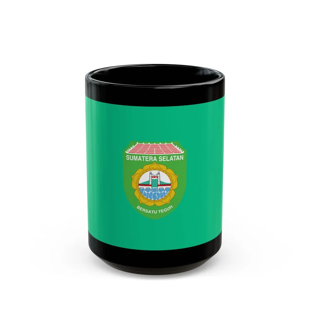 Flag of South Sumatra Indonesia - Black Coffee Mug-15oz-Go Mug Yourself