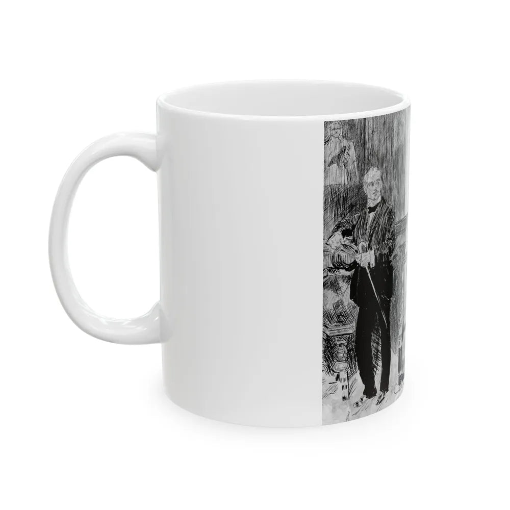 Elegant interior with man and woman - White Coffee Mug-Go Mug Yourself