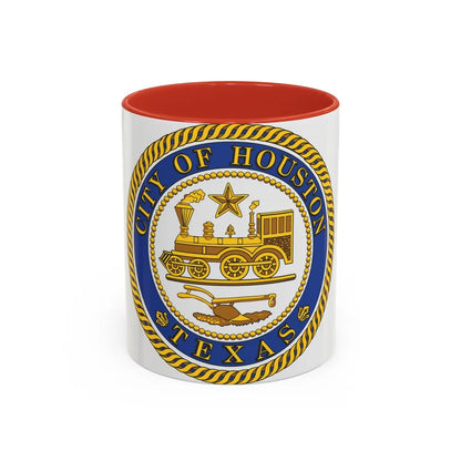 Seal of Houston Texas - Accent Coffee Mug-11oz-Red-Go Mug Yourself