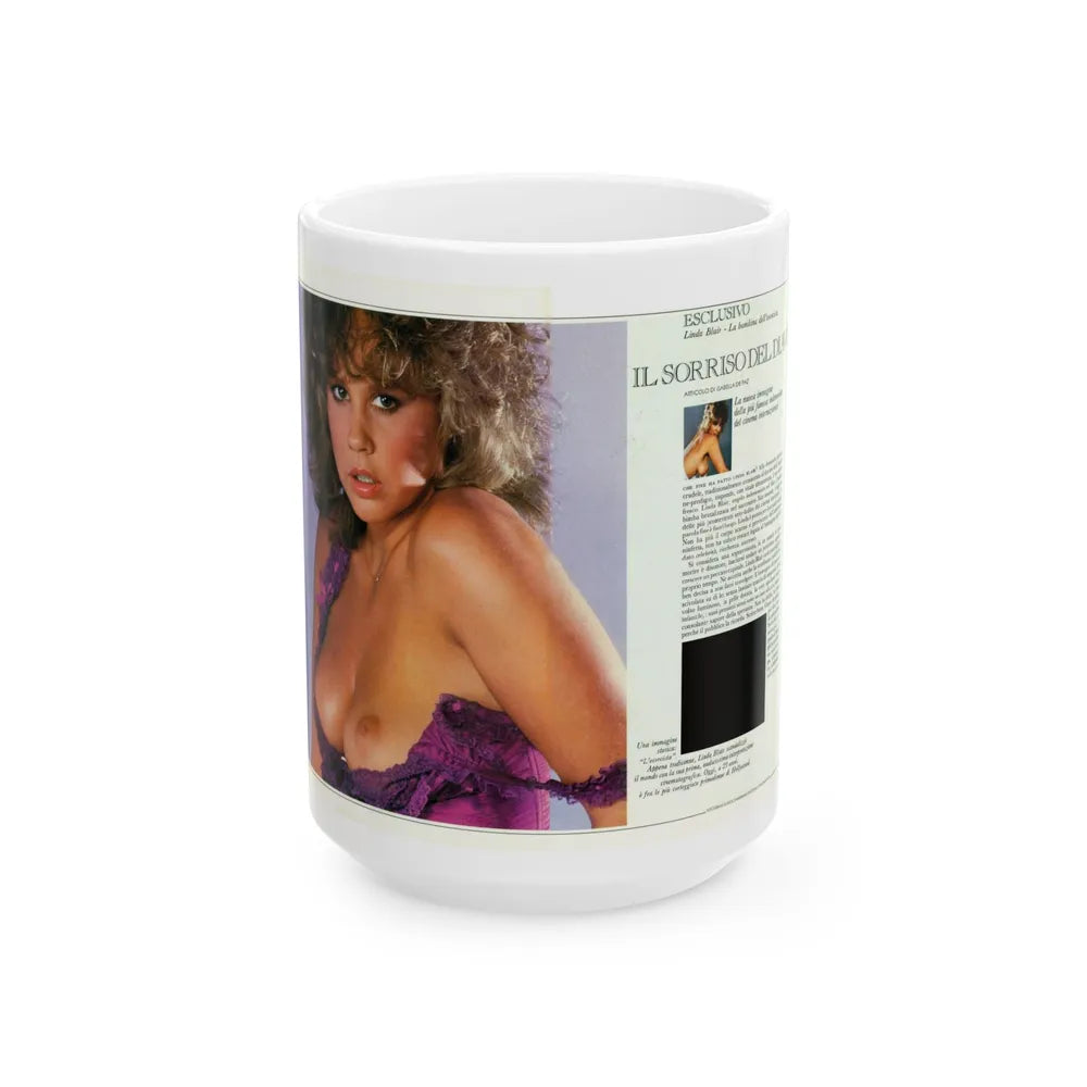 Linda Blair #227 - Partially Topless (Vintage Female Icon) White Coffee Mug-15oz-Go Mug Yourself