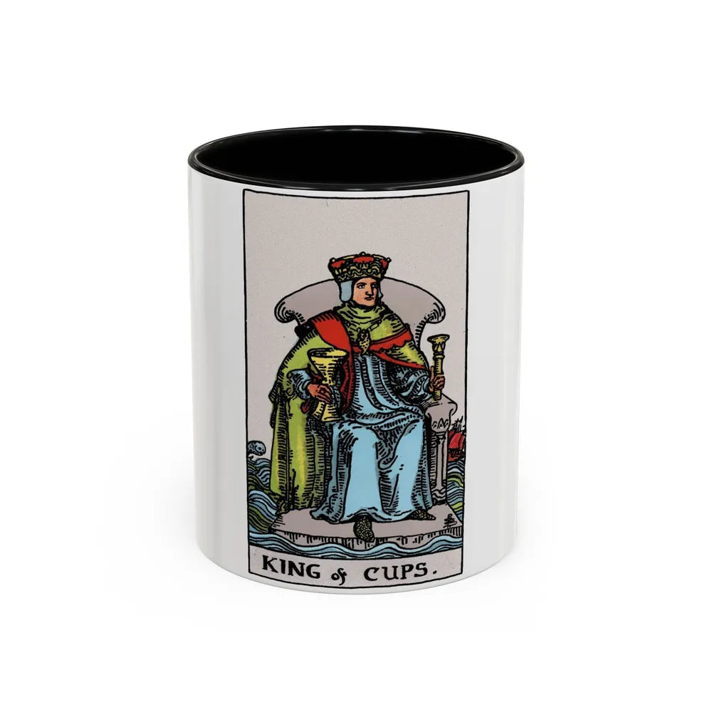 The King of Cups (Tarot Card) Accent Coffee Mug-11oz-Black-Go Mug Yourself