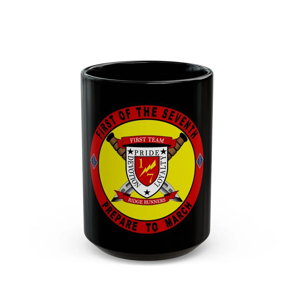 1st Battalion 7th Marines (USMC) Black Coffee Mug-15oz-Go Mug Yourself