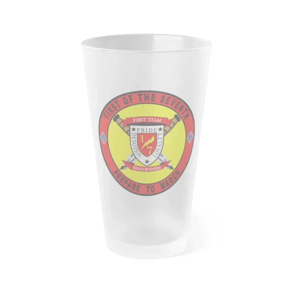 1st Battalion 7th Marines (USMC) Frosted Pint Glass 16oz Default Title - Go Mug Yourself