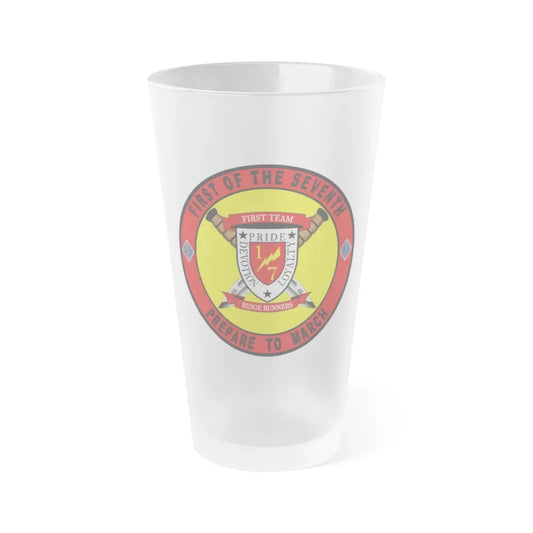 1st Battalion 7th Marines (USMC) Frosted Pint Glass 16oz Default Title - Go Mug Yourself