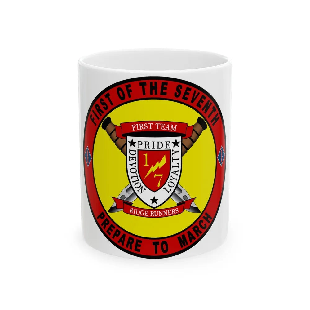 1st Battalion 7th Marines (USMC) White Coffee Mug-11oz-Go Mug Yourself