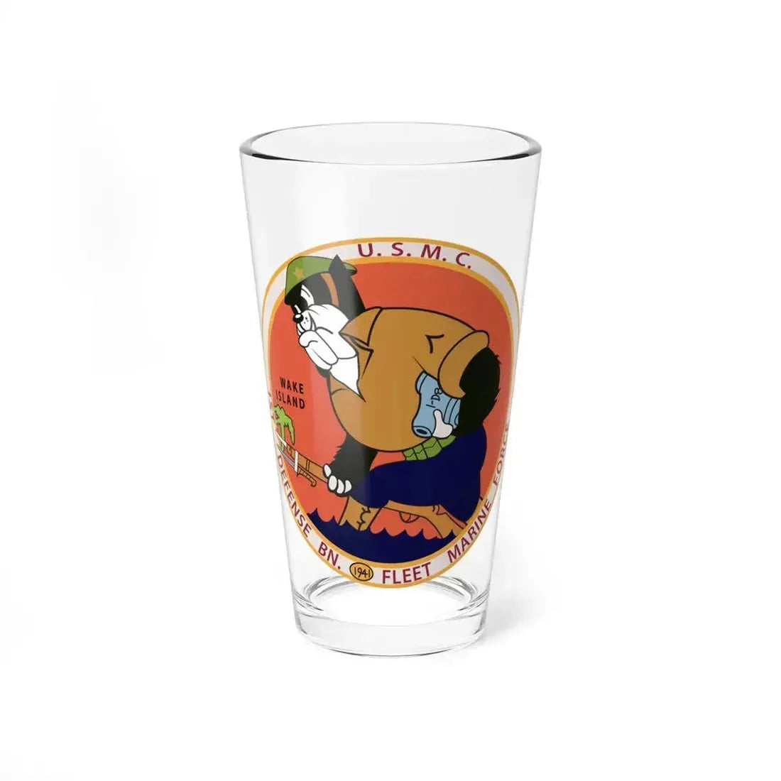 1st Defense Battalion Wake Island (USMC) Pint Glass 16oz 16oz - Go Mug Yourself