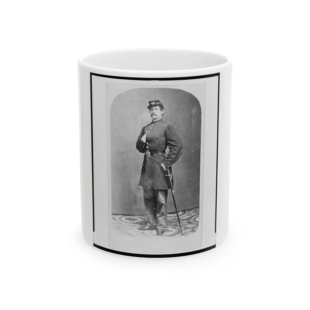 1st Lieutenant August Bitter, Union Officer In The 24th Illinois Regiment, Full-Length Portrait, Standing, Facing Front (U.S. Civil War) White Coffee Mug-11oz-Go Mug Yourself