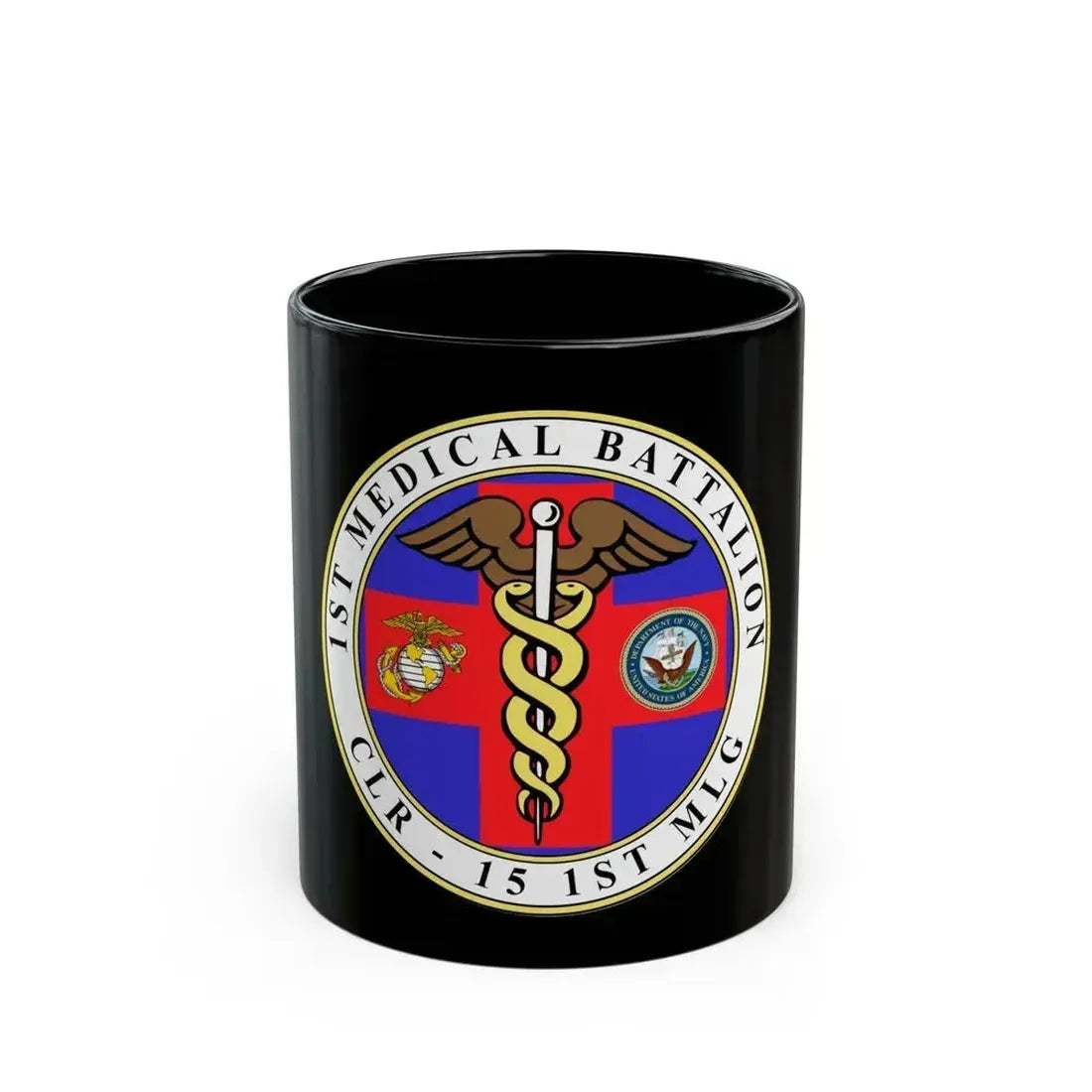 1st Medical Battalion (USMC) Black Coffee Mug 11oz - Go Mug Yourself
