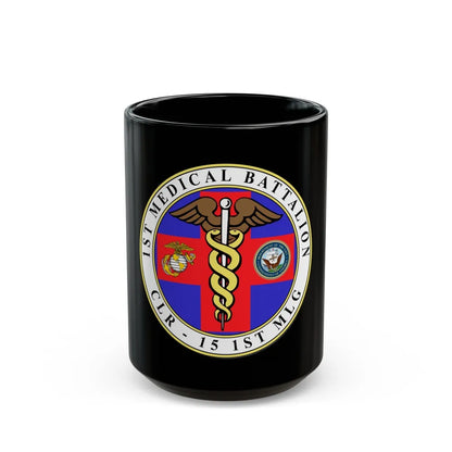 1st Medical Battalion (USMC) Black Coffee Mug-15oz-Go Mug Yourself