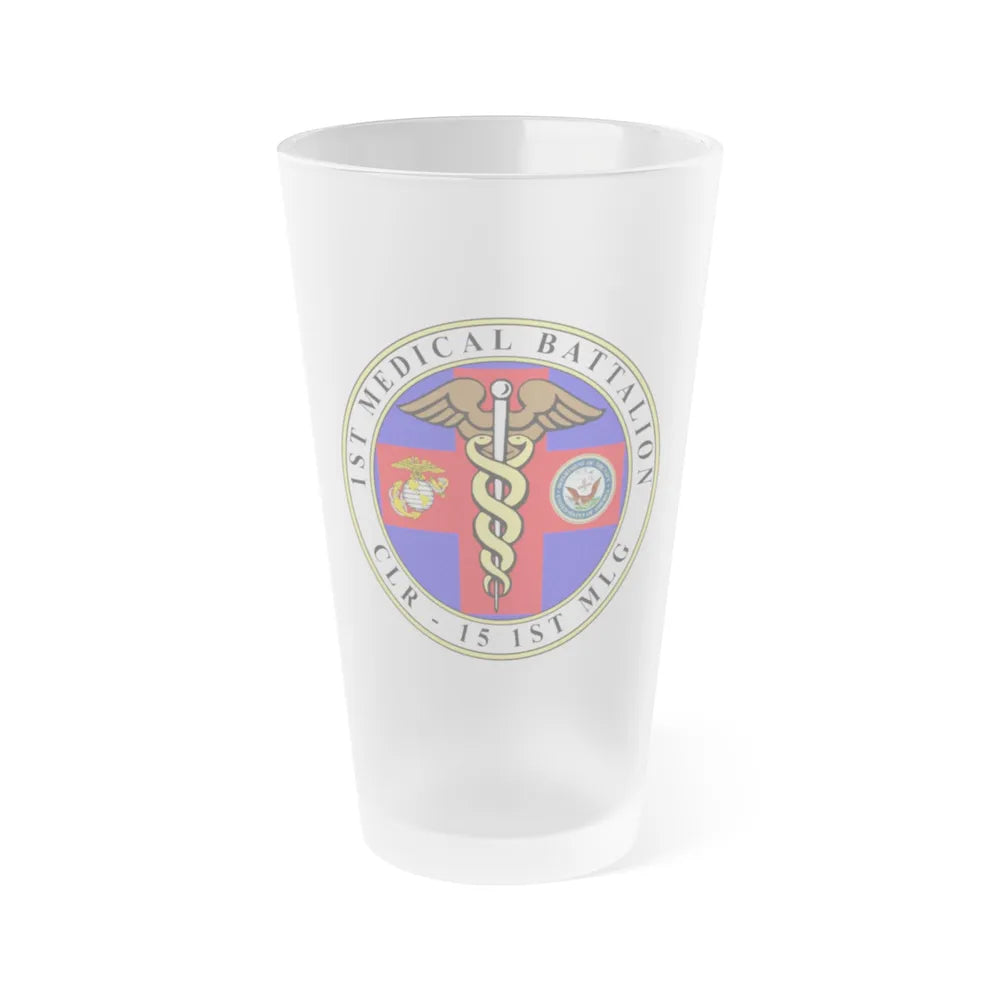 1st Medical Battalion (USMC) Frosted Pint Glass 16oz-Go Mug Yourself