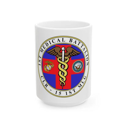 1st Medical Battalion (USMC) White Coffee Mug-15oz-Go Mug Yourself