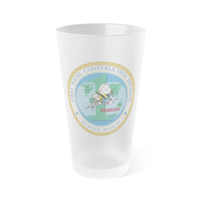 1st Naval Construction Div Seabee (U.S. Navy) Frosted Pint Glass 16oz-Go Mug Yourself