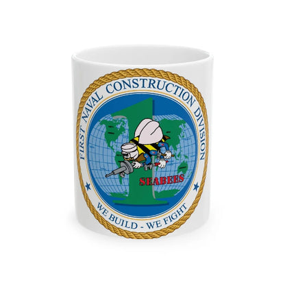 1st Naval Construction Div Seabee (U.S. Navy) White Coffee Mug-11oz-Go Mug Yourself