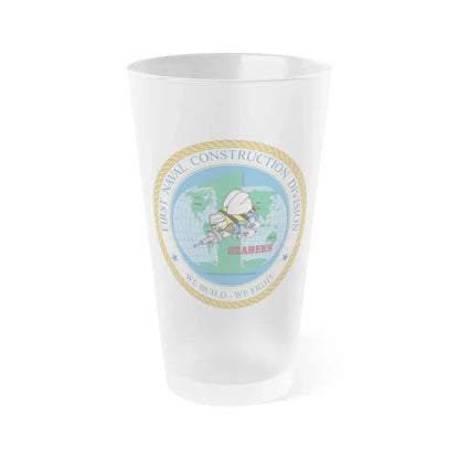 1st Naval Construction Div Seabee (U.S. Navy) Frosted Pint Glass 16oz Default Title - Go Mug Yourself