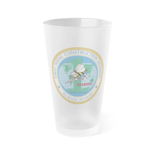 1st Naval Construction Div Seabee (U.S. Navy) Frosted Pint Glass 16oz Default Title - Go Mug Yourself