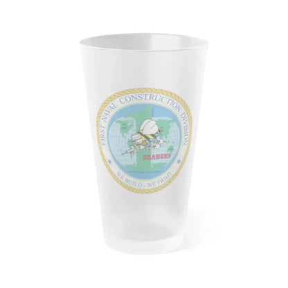 1st Naval Construction Div Seabee (U.S. Navy) Frosted Pint Glass 16oz Default Title - Go Mug Yourself
