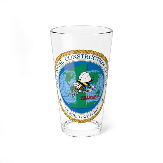 1st Naval Construction Div Seabee (U.S. Navy) Pint Glass 16oz 16oz - Go Mug Yourself