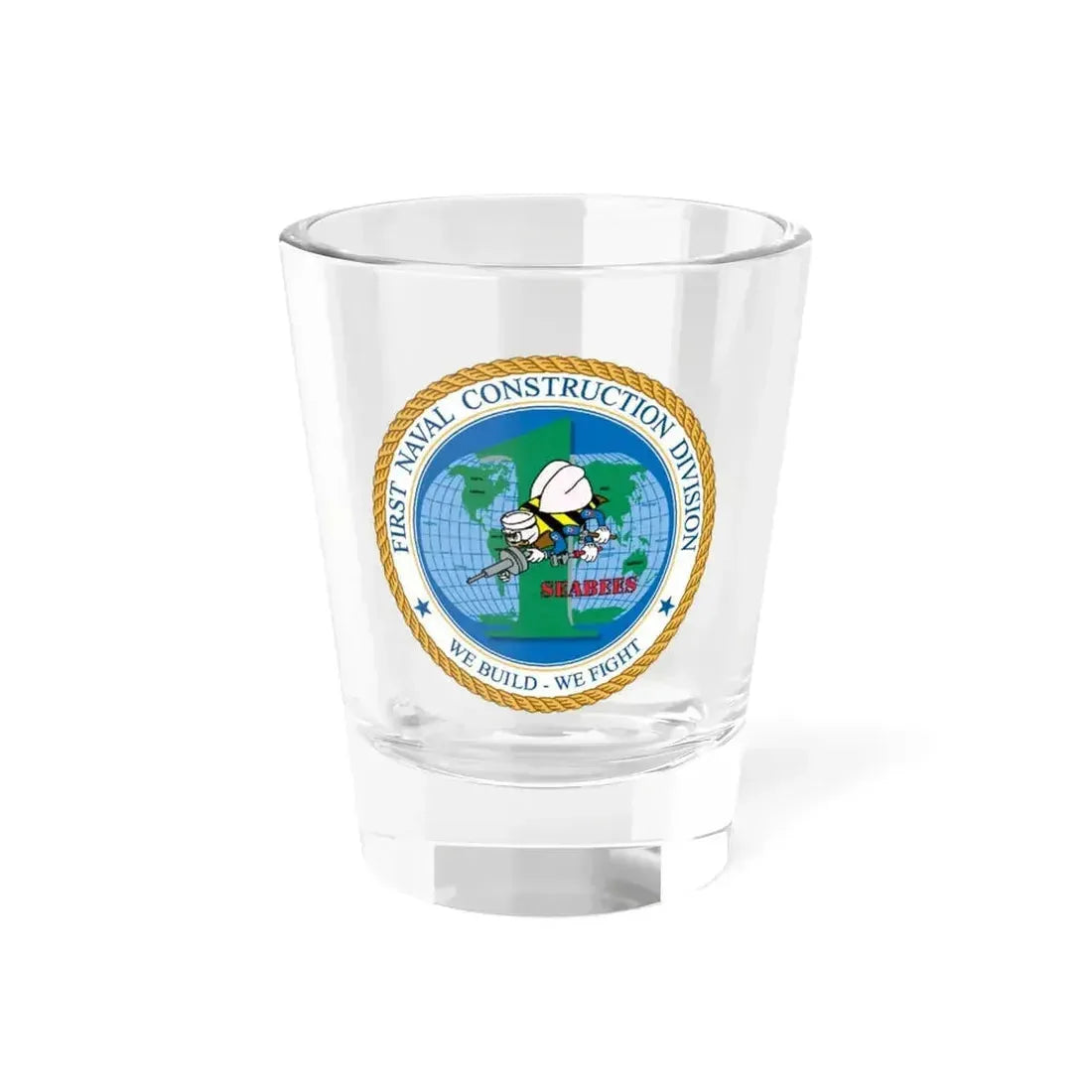1st Naval Construction Div Seabee (U.S. Navy) Shot Glass 1.5oz 1.5oz - Go Mug Yourself