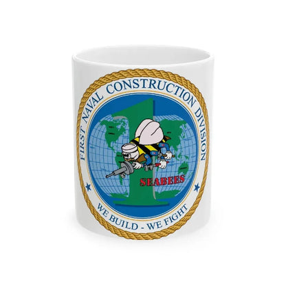 1st Naval Construction Div Seabee (U.S. Navy) White Coffee Mug 11oz - Go Mug Yourself