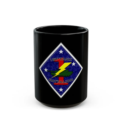 1st Tank Battalion (USMC) Black Coffee Mug-15oz-Go Mug Yourself