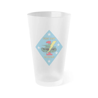 1st Tank Battalion v2 (USMC) Frosted Pint Glass 16oz Default Title - Go Mug Yourself