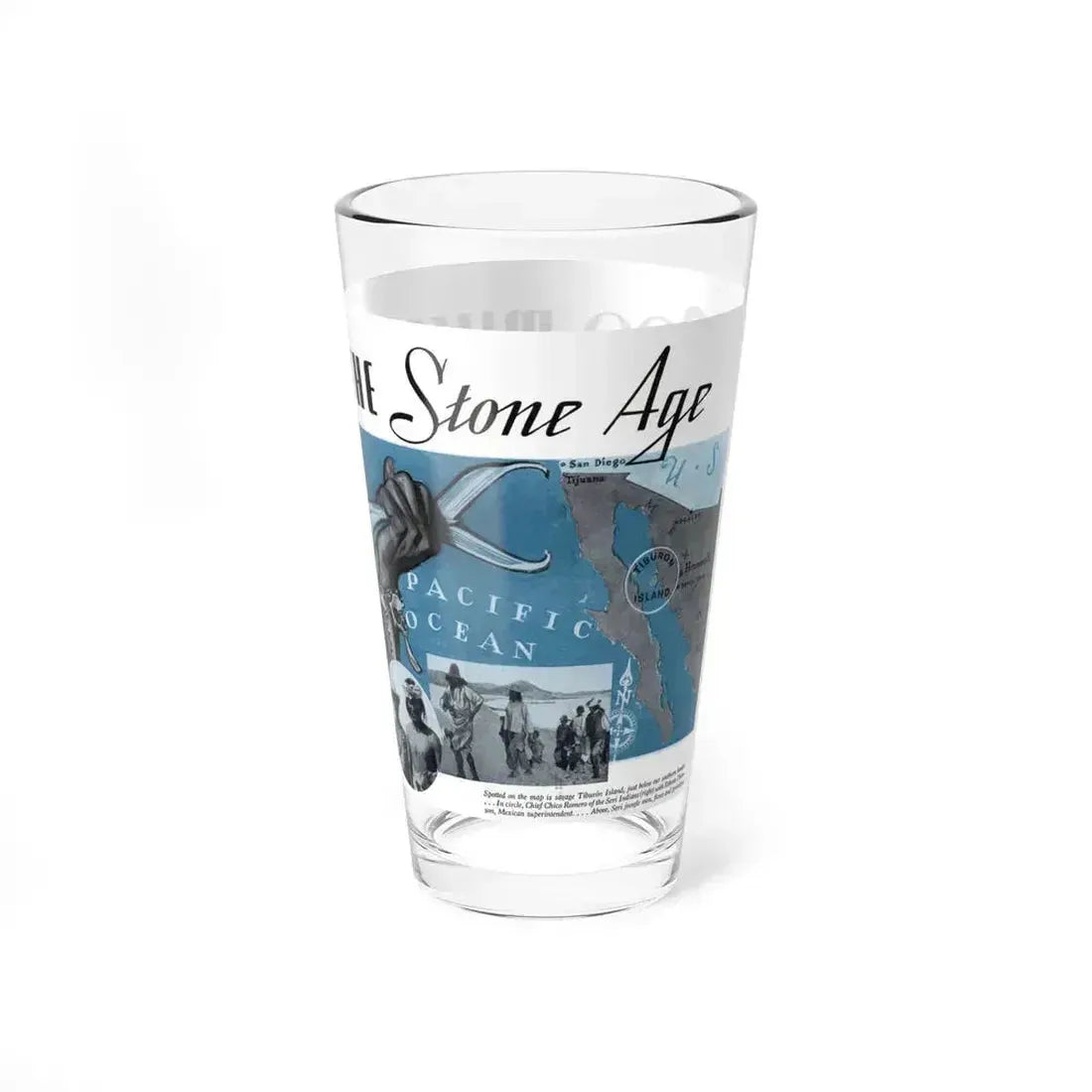 200 Miles To The Stone Age, The American Magazine, July 1936 (Magazine Illustration) Pint Glass 16oz - Go Mug Yourself