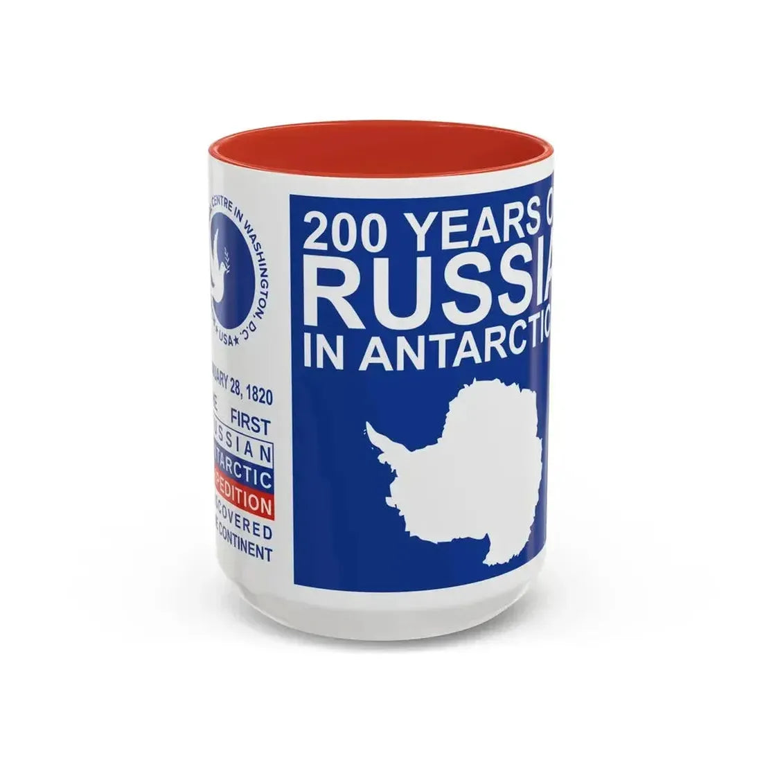 200 Years of Russia in Antarctica Commemorative - Accent Coffee Mug 15oz Red - Go Mug Yourself