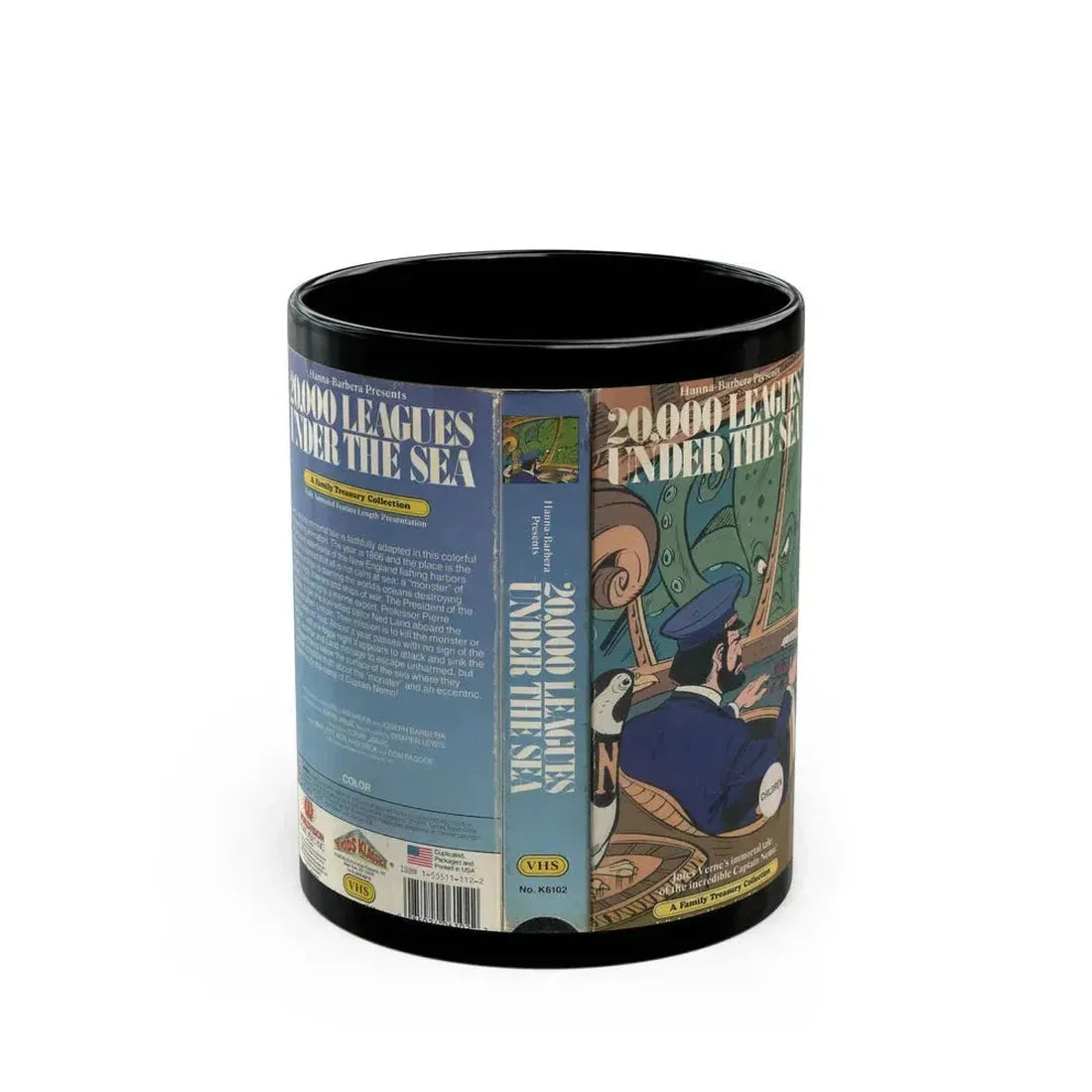 20000 LEAGUES UNDER THE SEA CARTOON HANNA BARBARA (VHS COVER) - Black Coffee Mug 11oz - Go Mug Yourself