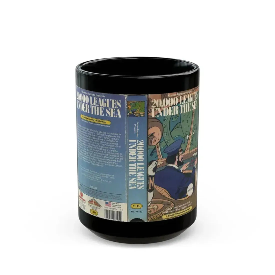 20000 LEAGUES UNDER THE SEA CARTOON HANNA BARBARA (VHS COVER) - Black Coffee Mug 15oz - Go Mug Yourself