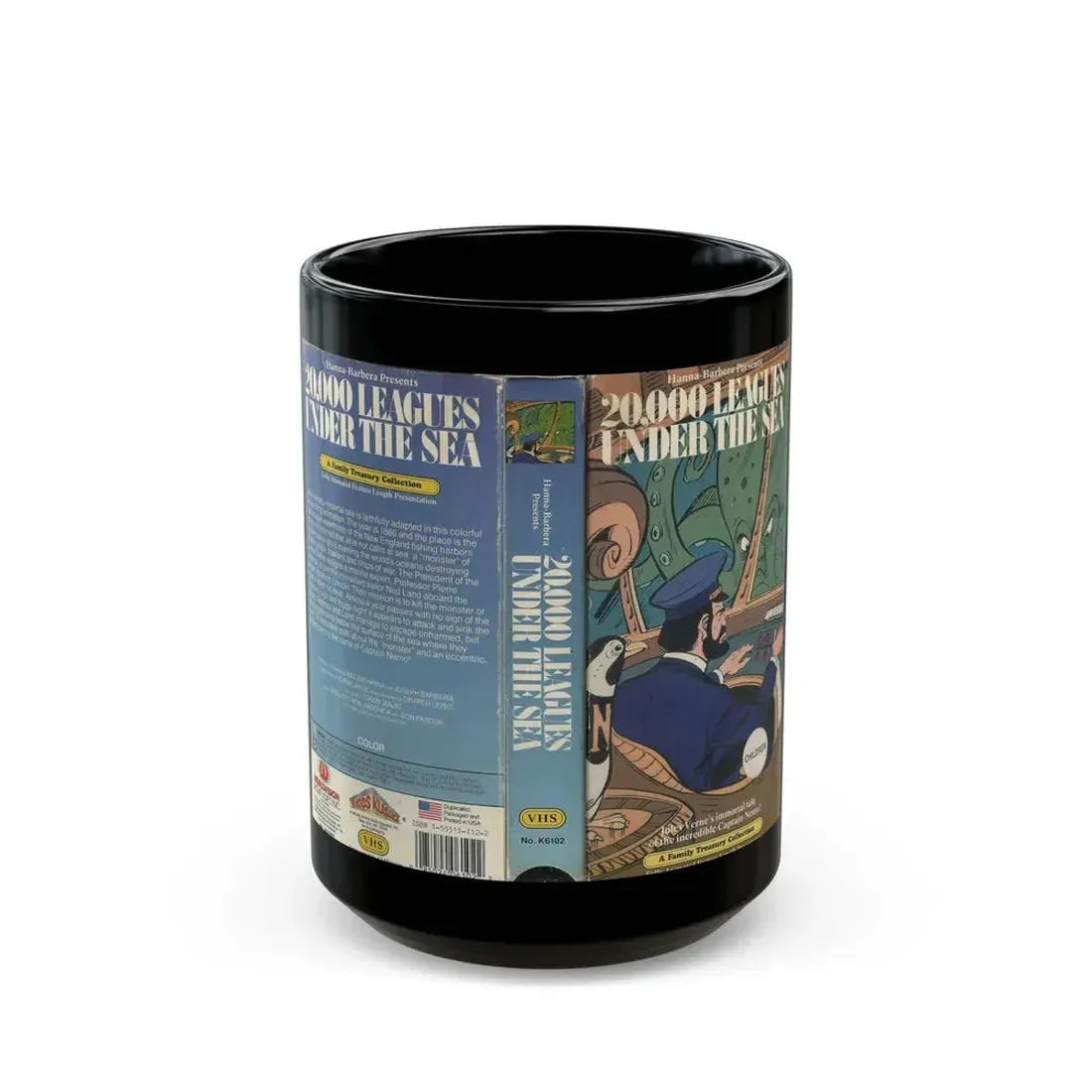 20000 LEAGUES UNDER THE SEA CARTOON HANNA BARBARA (VHS COVER) - Black Coffee Mug - Go Mug Yourself