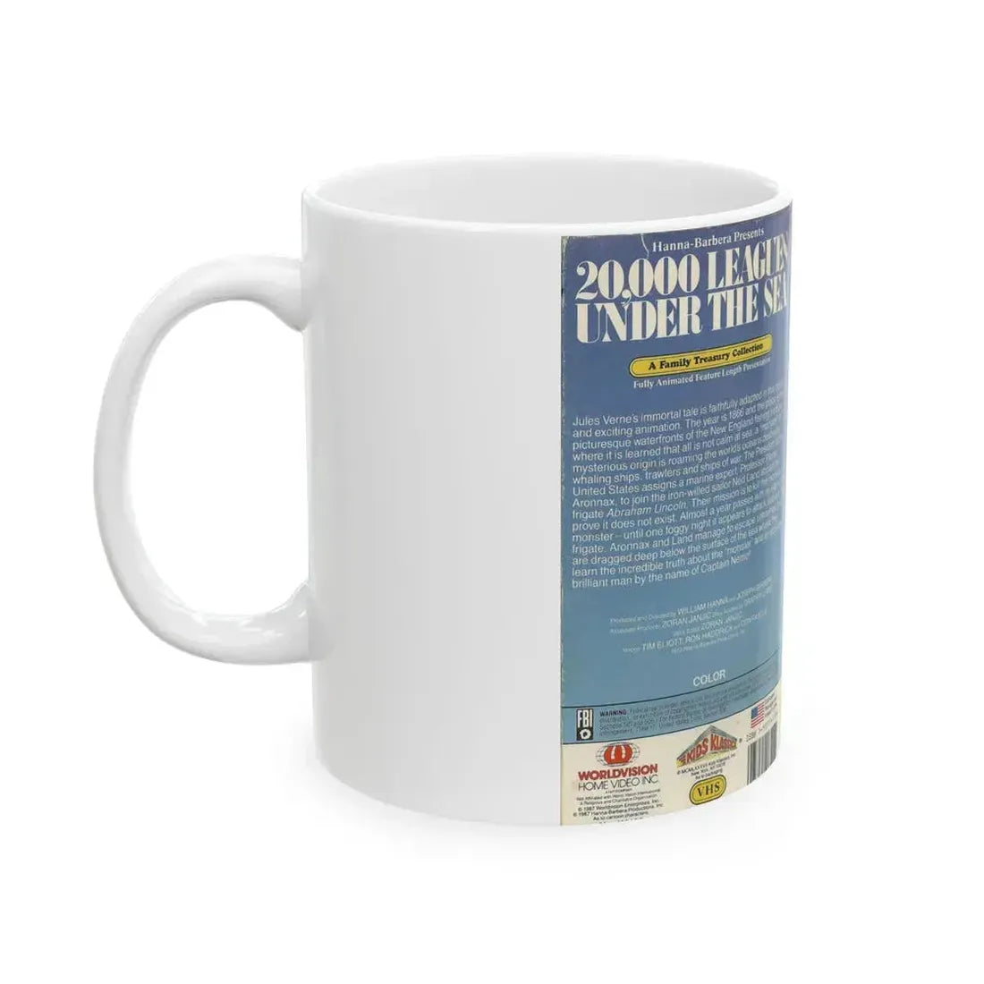 20000 LEAGUES UNDER THE SEA CARTOON HANNA BARBARA (VHS COVER) - White Coffee Mug - Go Mug Yourself