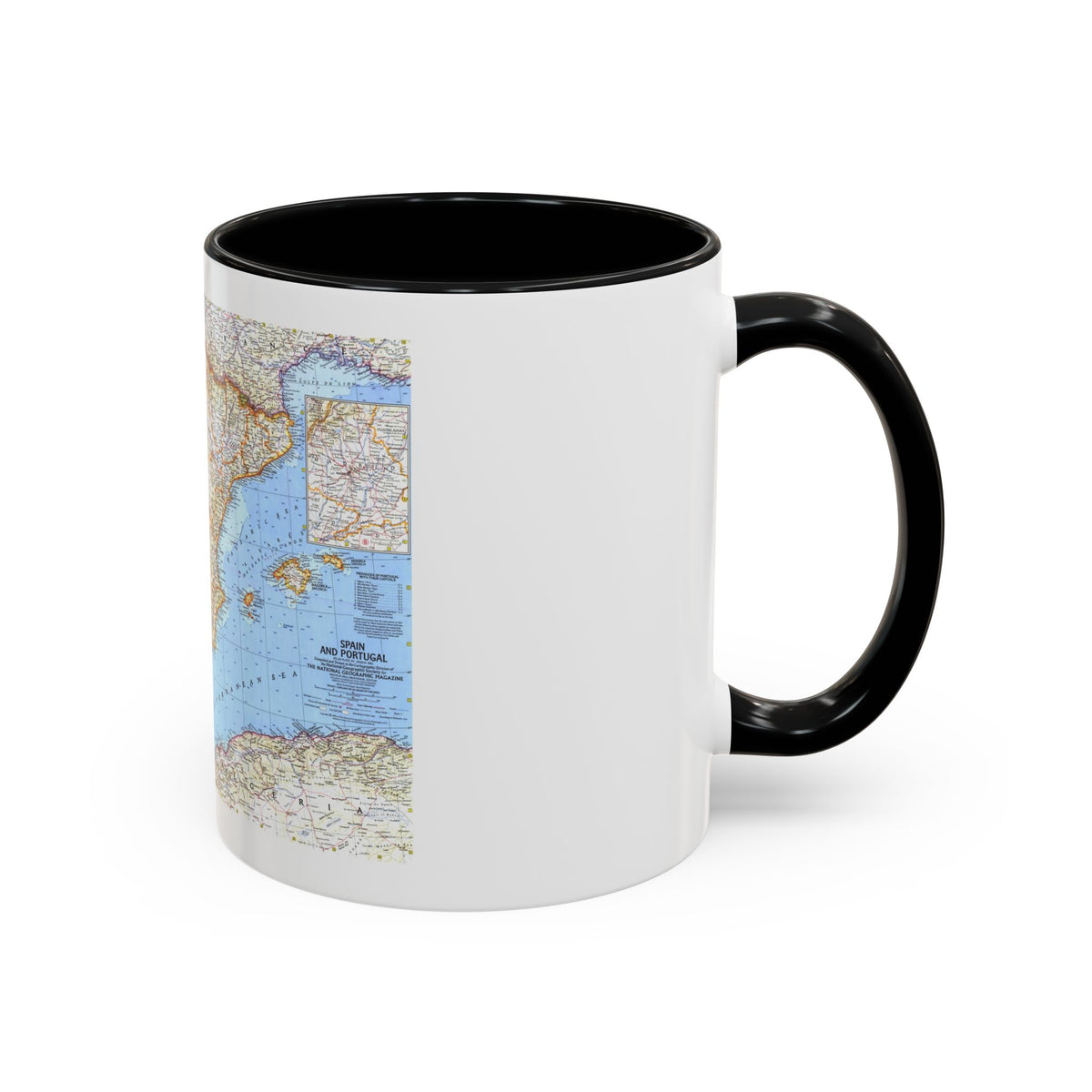 Spain and Portugal (1965) (Map) Accent Coffee Mug