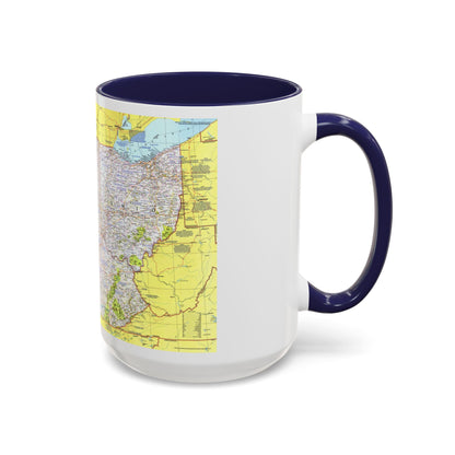 USA - Illinois, Indiana, Ohio, Kentucky 1 (1977) (Map) Accent Coffee Mug