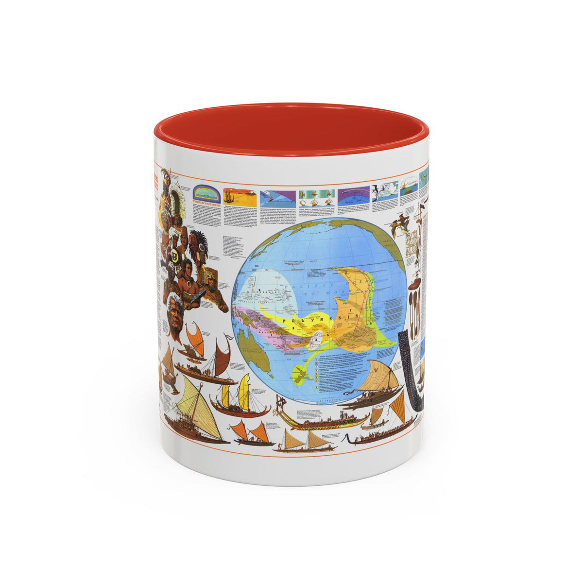 Pacific - Discoverers of the (1974) (Map) Accent Coffee Mug