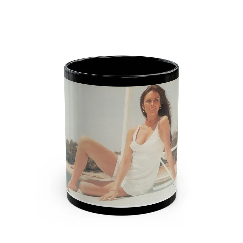 Caroline Munro #11 (Vintage Female Icon) Black Coffee Mug-11oz-Go Mug Yourself