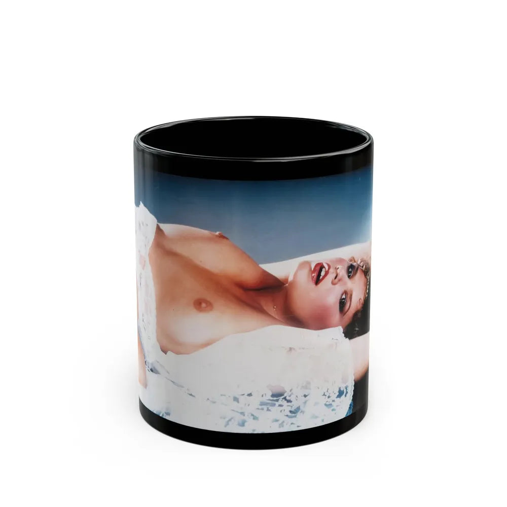 Linda Blair #86 - Topless (Vintage Female Icon) Black Coffee Mug-11oz-Go Mug Yourself